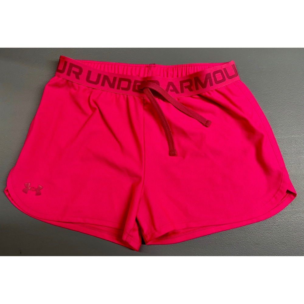 Under Armour HeatGear Pink Athletic Shorts Girls Youth Large YLG Loose Fit
